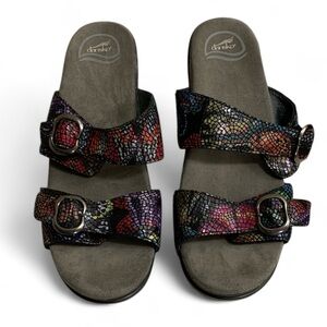 DANSKO Sophie Metallic Python Sandals Clogs Size 42 (Size 11.5-12) Purple